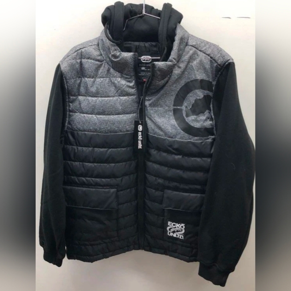 Ecko United Men's Black Full Zip Puffer/ Hybrid Jacket Size M NWT MSRP $88 - Picture 2 of 6